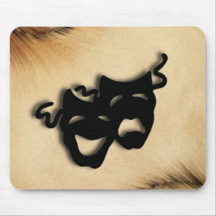 Rustic Comedy and Tragedy Theater Masks Mouse Pad
