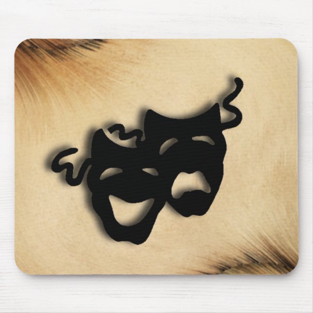 Rustic Comedy and Tragedy Theater Masks Mouse Pad (Front)