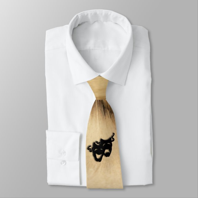 Rustic Comedy and Tragedy Theater Masks Neck Tie (Tied)