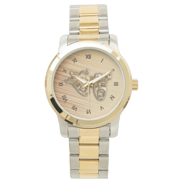 Rustic Comedy and Tragedy Theater Masks Watch (Front)