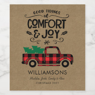 Rustic Comfort and Joy Hand Lettered Custom Wine Label
