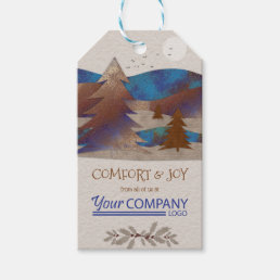 Rustic Company Gift Tag, Brown &amp; Blue Logo Gift Tags