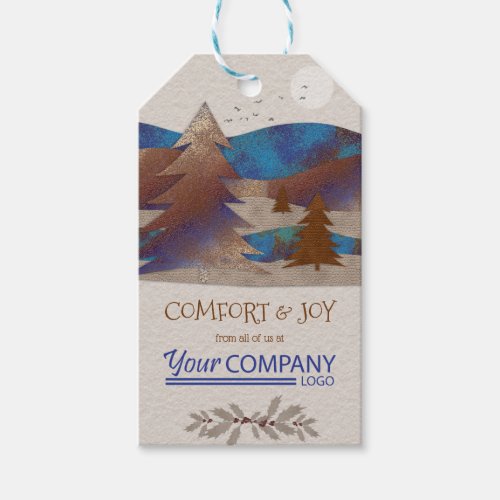 Rustic Company Gift Tag Brown  Blue Logo Gift Tags