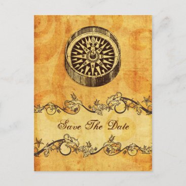 rustic compass nautical wedding save the date announcement postcard