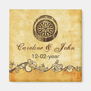 rustic compass nautical wedding save the date magnet