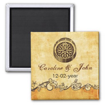 rustic compass nautical wedding save the date magnet