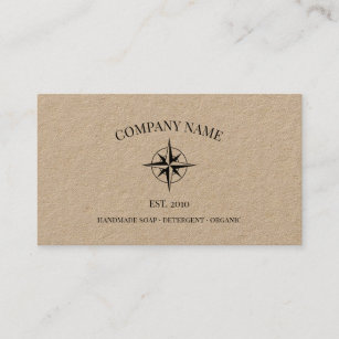 Rustic compass rose logo kraft business card
