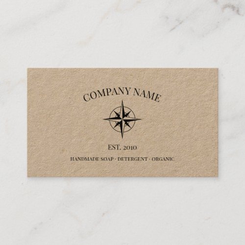 Rustic compass rose logo kraft business card