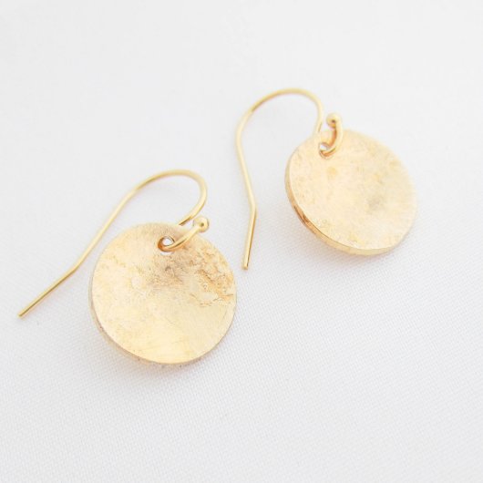Rustic Concave Gold Earrings (Front)