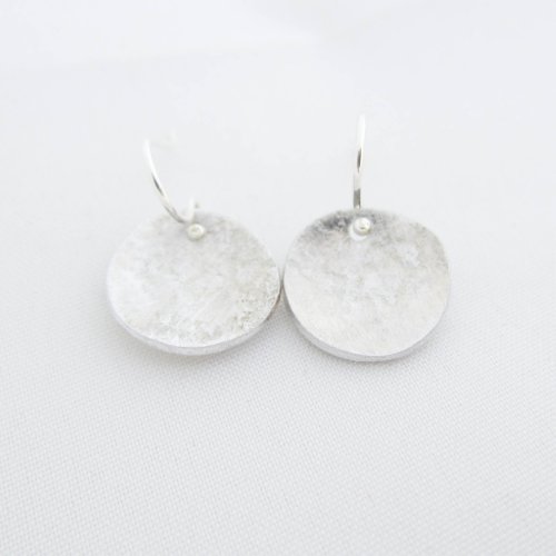 Rustic Concave Silver Earrings