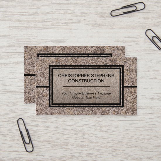 Rustic Concrete Construction Business Business Card