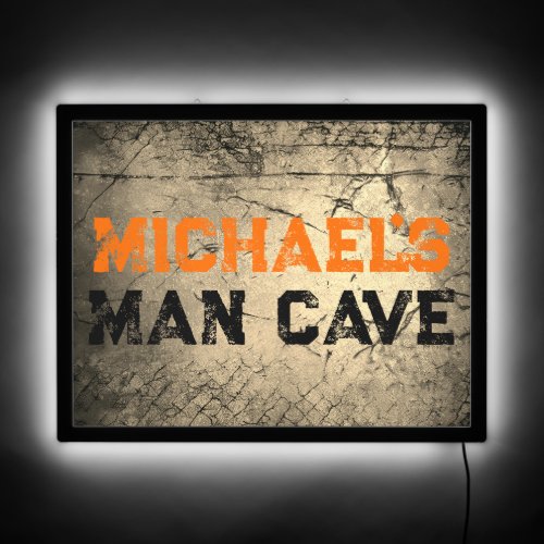 Rustic Concrete  Custom Name Man Cave  LED Sign