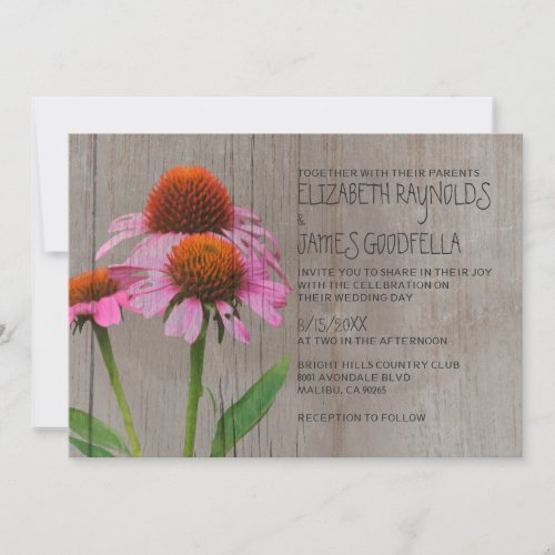 Rustic Coneflower Wedding Invitations