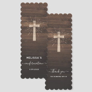 Rustic Confirmation Ceremony Cross Thank You Bookmarks