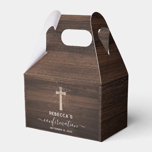 Rustic Confirmation Church Cross Favor Boxes (Front Side)