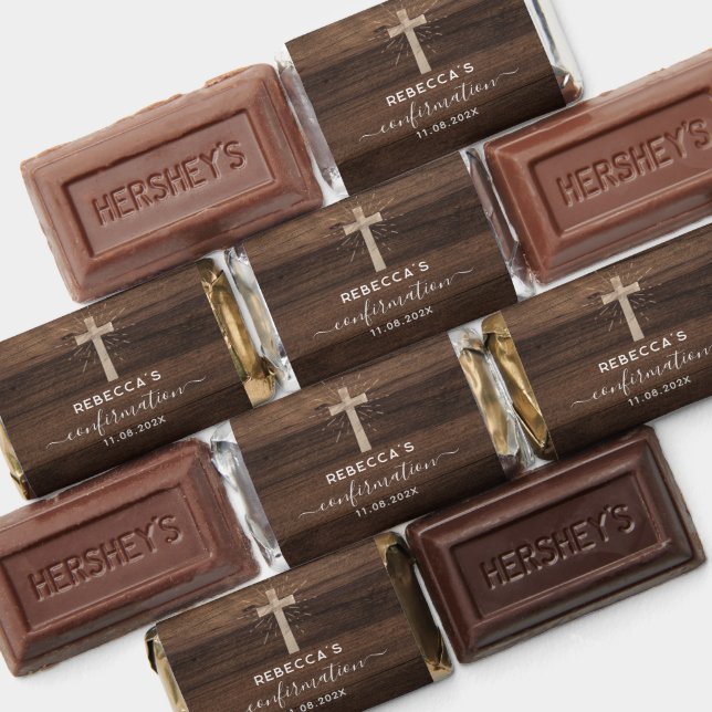 Rustic Confirmation Party Script Church Cross Hershey's Miniatures (Assorted)
