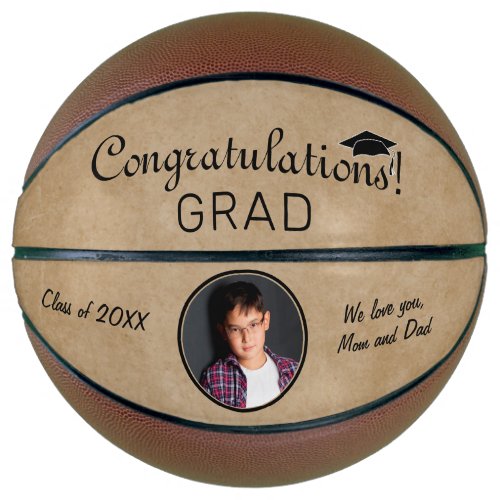 Rustic Congratulations Grad Graduation Photo Basketball