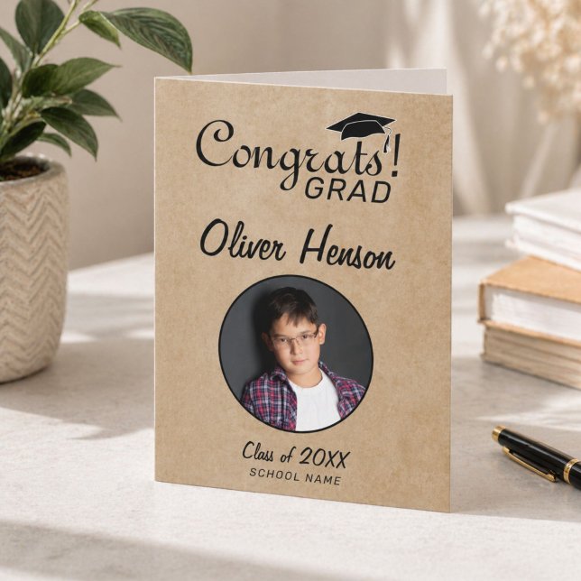 Rustic Congratulations Grad Graduation Photo  Card (Creator Uploaded)