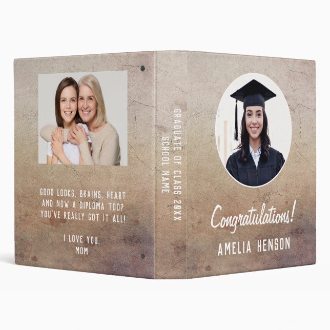 Rustic Congratulations Graduate 2 Photo Album 3 Ring Binder (Background)