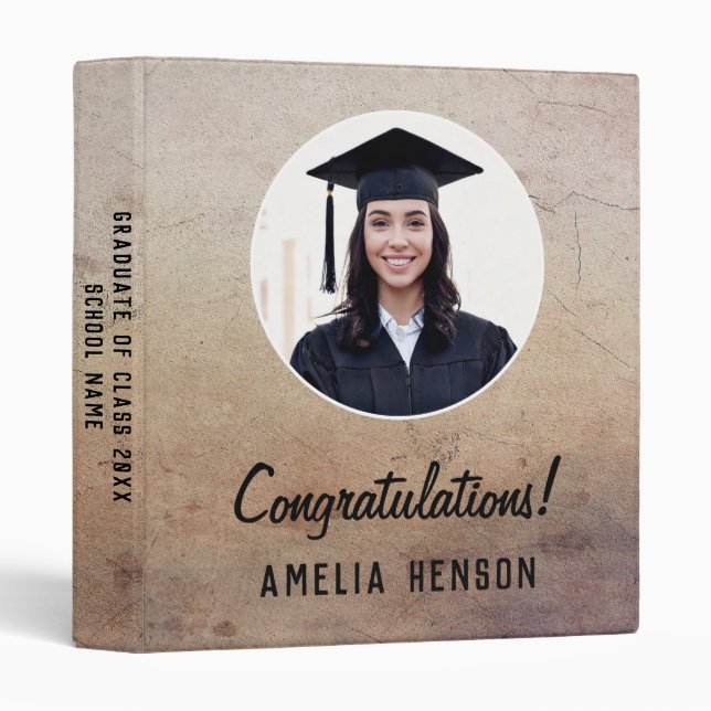 Rustic Congratulations Graduate 2 Photo Album 3 Ring Binder (Front/Spine)