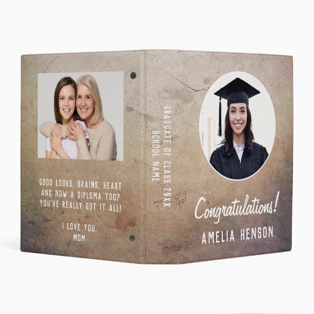 Rustic Congratulations Graduate 2 Photo Album Mini Binder (Background)