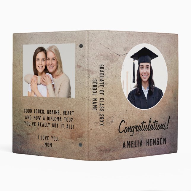 Rustic Congratulations Graduate 2 Photo Album Mini Binder (Background)