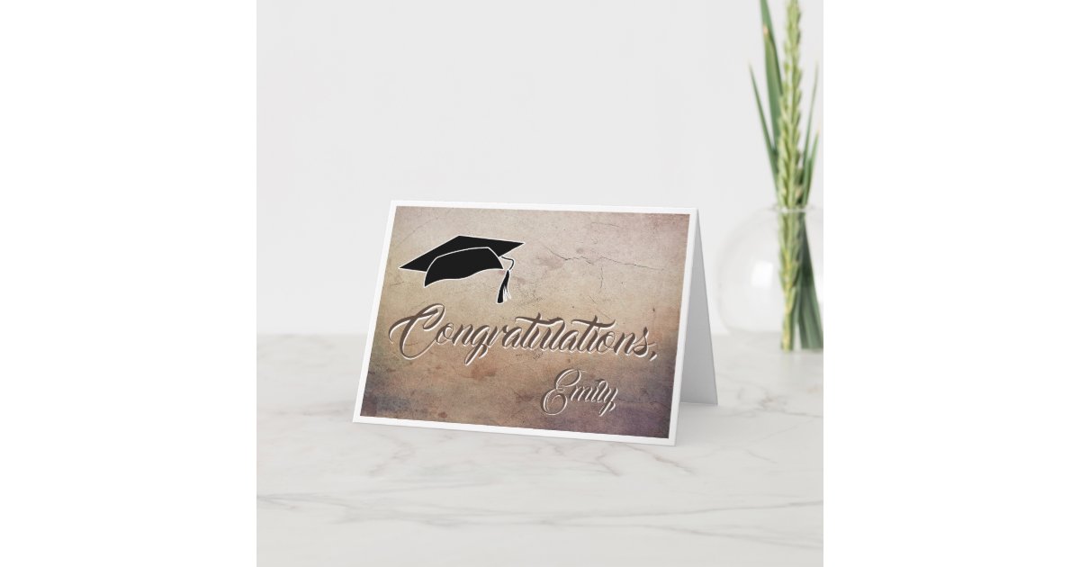 Rustic Congratulations Graduation Cap Card | Zazzle
