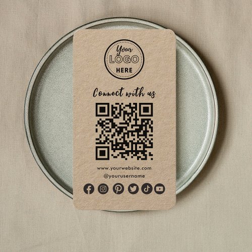 Rustic Connect With Us Social Media QR Code Business Card