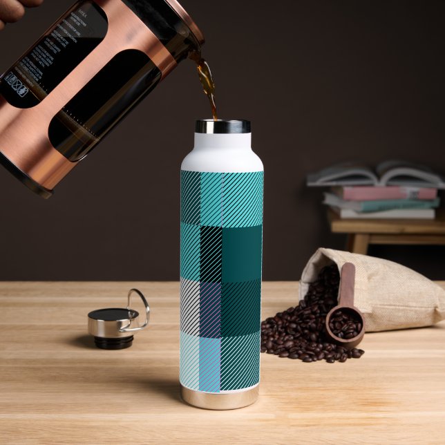 Rustic Contemporary Plaid Water Bottle (Coffee)