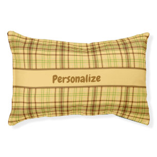 Rustic Conventional Brown Beige Plaid Cat or Dog Pet Bed