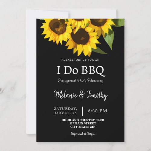 Rustic Cook BBQ Sunflower Engagement Invitatio Invitation