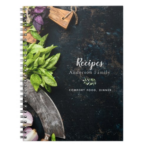 Rustic cookbook healthy vegetables food recipes notebook