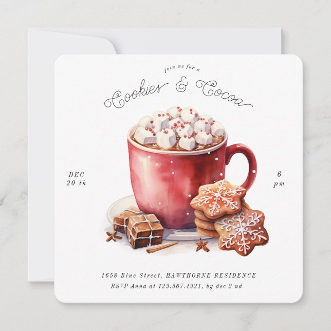 Rustic Cookies and Cocoa Holiday Party Invite (Front)