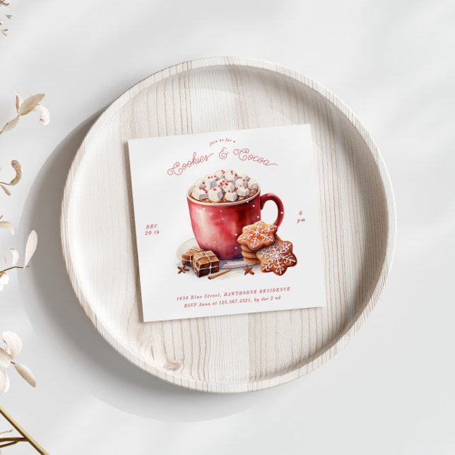 Rustic Cookies and Cocoa Holiday Party Invite (Creator Uploaded)