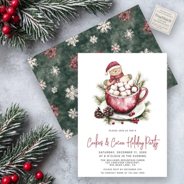 Rustic Cookies & Cocoa Cute Festive Holiday Party Invitation (Creator Uploaded)