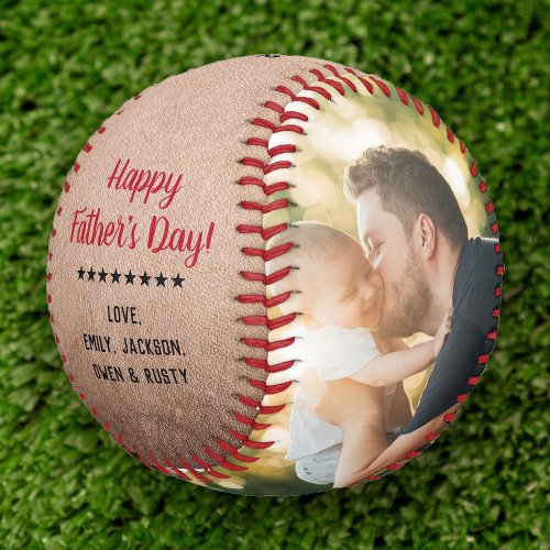 Rustic Cool Modern Photo Fathers Day Vintage Baseball
