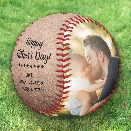 Rustic Cool Modern Photo Fathers Day Vintage Baseball
