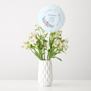 Rustic Copper Blue Floral 50th Birthday Party Balloon