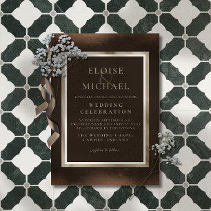 Rustic Copper Brown Wedding Invitation