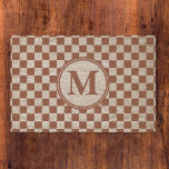 Rustic Copper Checkered Pattern Monogrammed Coir Fiber Doormat<br><div class="desc">Create your own custom, personalized, rustic classic retro vintage style copper rust brown checkered checkers pattern geometric design, monogram / initials monogrammed, stylish, trendy, cool, sleek, low-profile vibe, tough, rugged, durable, naturally weather-resistant, all weather, summer rain spring winter, stain-resistant, with non-slip PVC backing, 100% natural coconut coir fiber mat. Simply...</div>