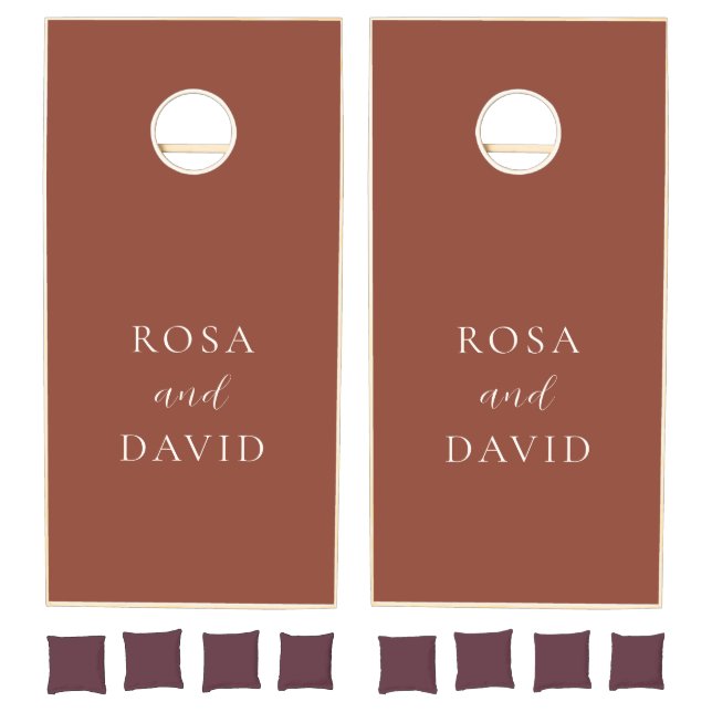 Rustic Copper Editorial Modern Wedding Cornhole Set (Set)