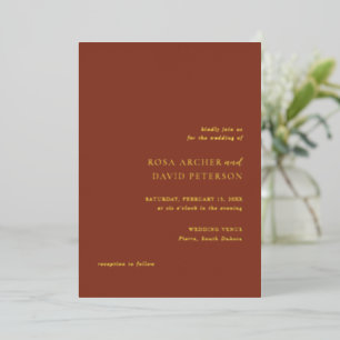 Rustic Copper Editorial Modern Wedding Foil Invitation