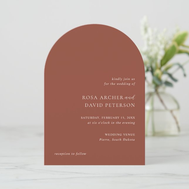 Rustic Copper Editorial Modern Wedding Invitation (Standing Front)