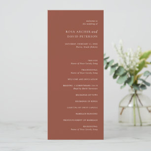 Rustic Copper Editorial Modern Wedding Program