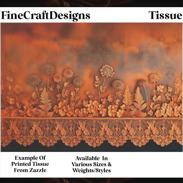 Rustic Copper & Lace Floral Panel EJ7 Decoupage Tissue Paper (Creator Uploaded)