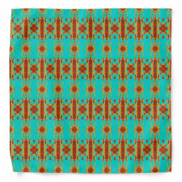 Rustic Copper Red Turquoise Green Pattern Bandana