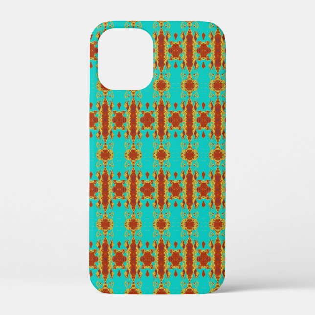 Rustic Copper Red Turquoise Green Pattern Case-Mate iPhone Case (Back)
