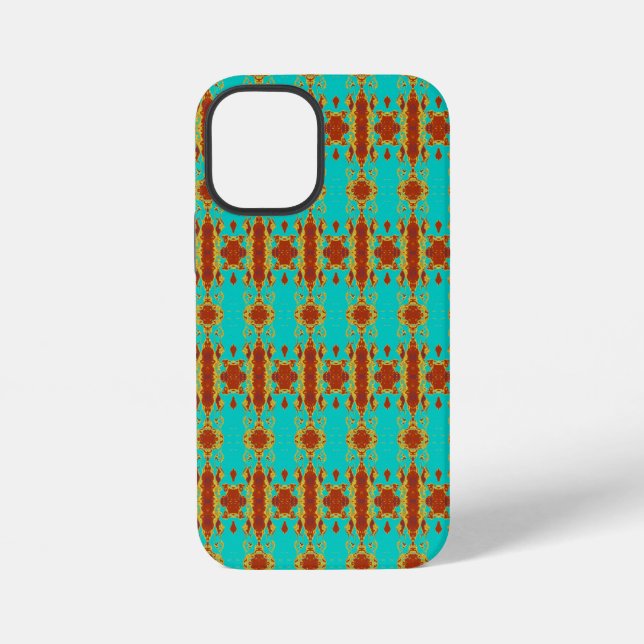 Rustic Copper Red Turquoise Green Pattern Iphone Case (Back)