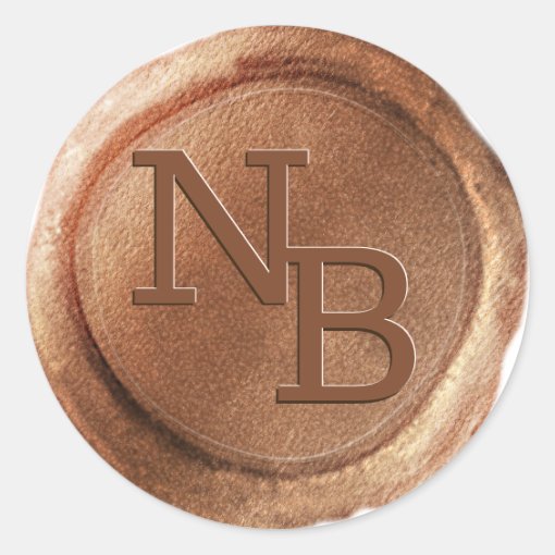 Rustic Copper Wax Seal Initials Envelope Sticker Zazzle