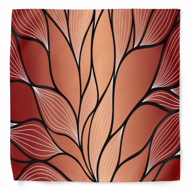 Rustic Coppery Bronze Leave Pattern  Bandana (Front)